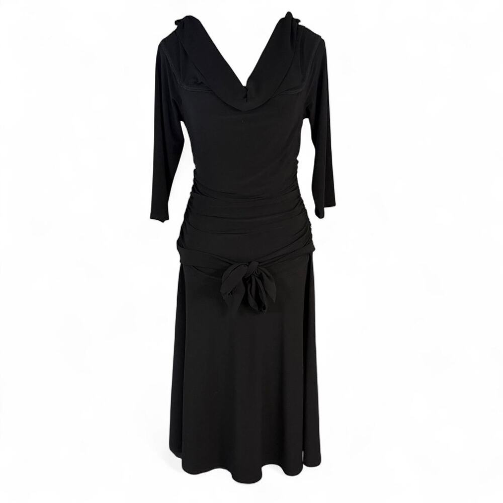 Cache Vintage Cowl Neck Belted MIDI Sexy Chic dress size 8